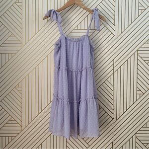 Altar'd State Lavender Swiss Dot Tiered bow tie Dress Cottagecore Romantic M
